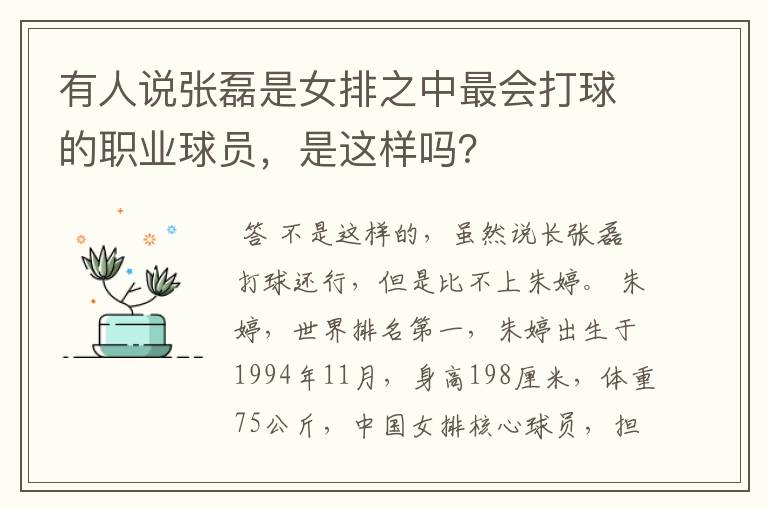 有人说张磊是女排之中最会打球的职业球员,是这样吗?