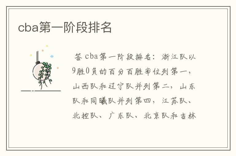cba第一阶段排名