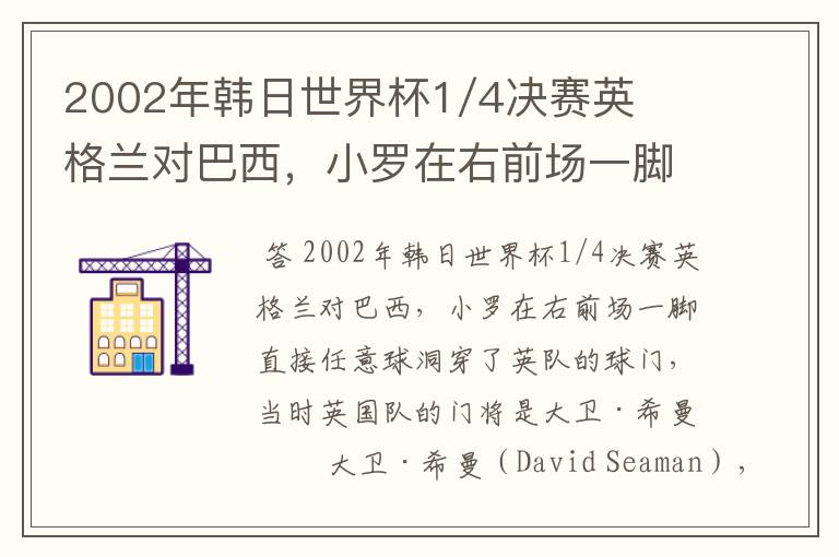 2002年韩日世界杯1/4决赛英格兰对巴西,小罗在右前场一脚直接任意球洞穿了英队的球门,问当时英队的门将是