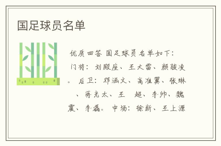 国足球员名单