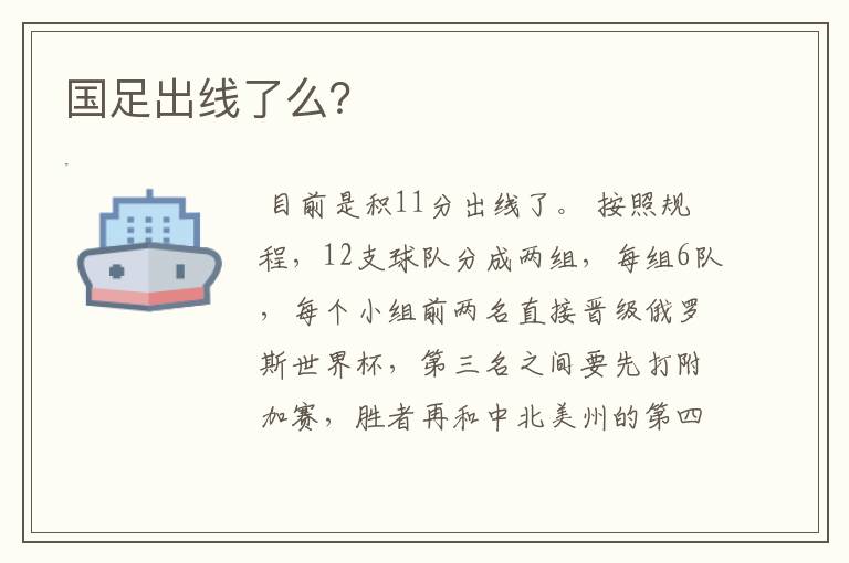 国足出线了么?