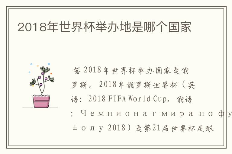 2018年世界杯举办地是哪个国家