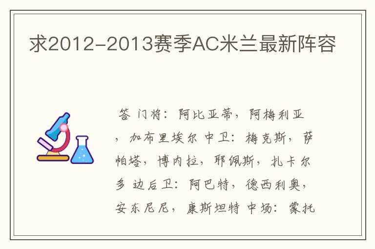 求2012-2013赛季AC米兰最新阵容
