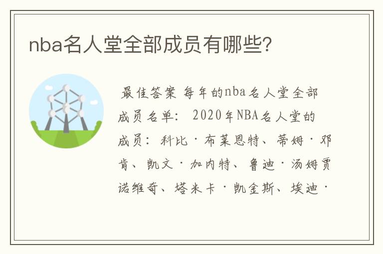 nba名人堂全部成员有哪些?