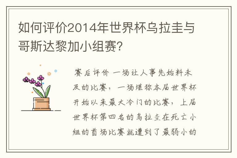 如何评价2014年世界杯乌拉圭与哥斯达黎加小组赛?