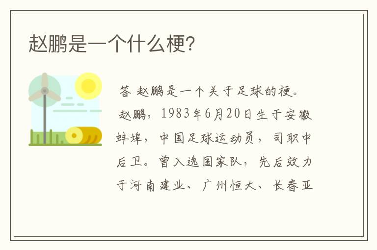 赵鹏是一个什么梗?