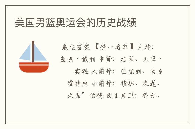 美国男篮奥运会的历史战绩