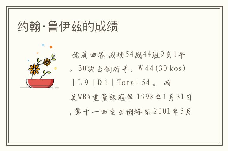 约翰·鲁伊兹的成绩