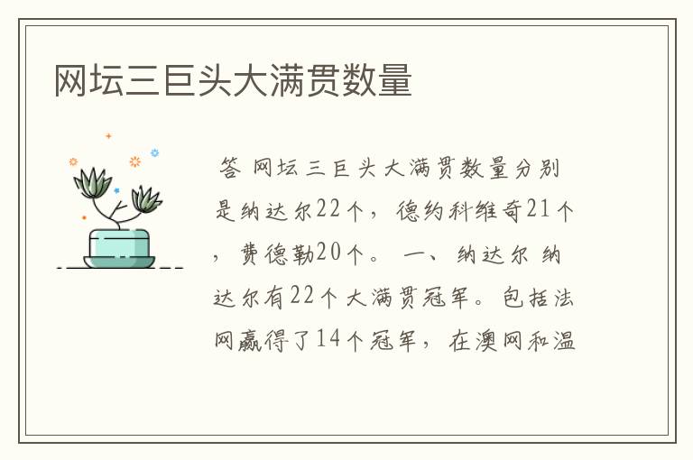 网坛三巨头大满贯数量