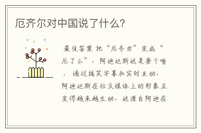厄齐尔对中国说了什么?