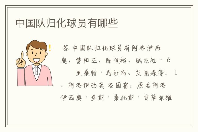 中国队归化球员有哪些