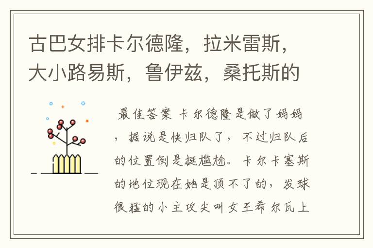 古巴女排卡尔德隆,拉米雷斯,大小路易斯,鲁伊兹,桑托斯的现状