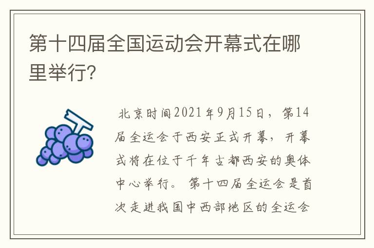 第十四届全国运动会开幕式在哪里举行?