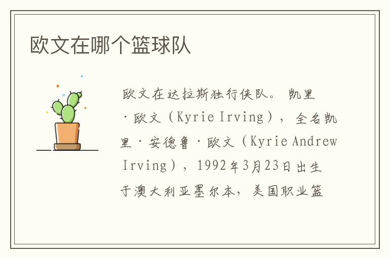 欧文在哪个篮球队