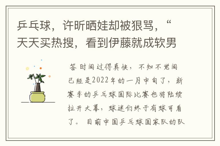 乒乓球,许昕晒娃却被狠骂,“天天买热搜,看到伊藤就成软男了”
