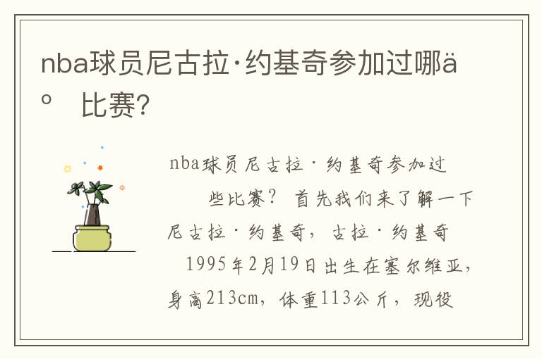 nba球员尼古拉·约基奇参加过哪些比赛?