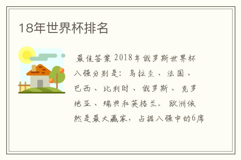18年世界杯排名