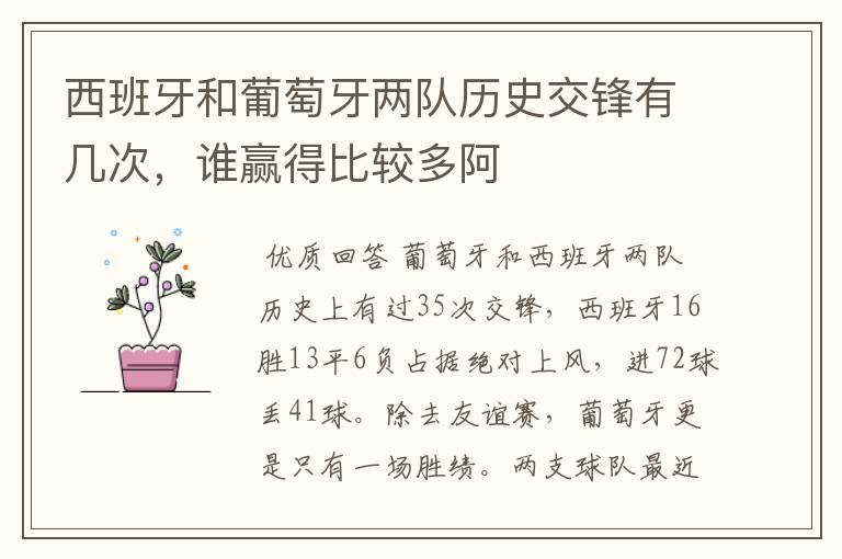 西班牙和葡萄牙两队历史交锋有几次,谁赢得比较多阿