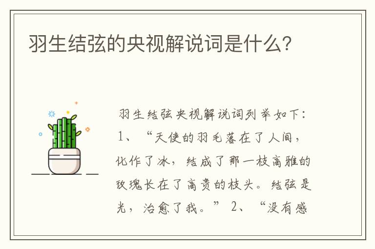 羽生结弦的央视解说词是什么?