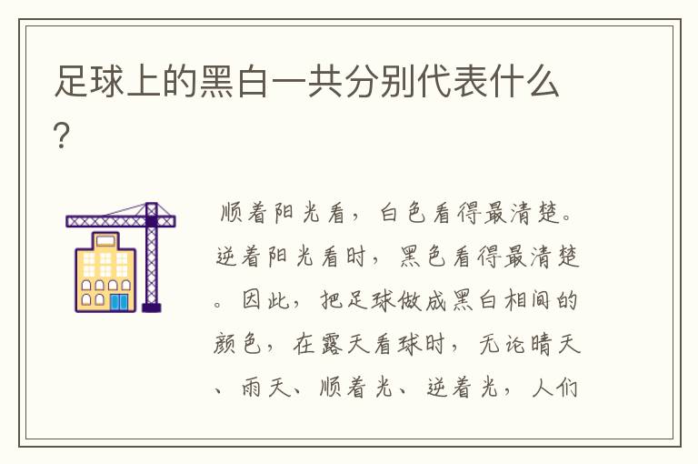 足球上的黑白一共分别代表什么?