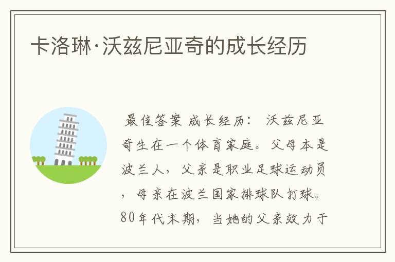 卡洛琳·沃兹尼亚奇的成长经历