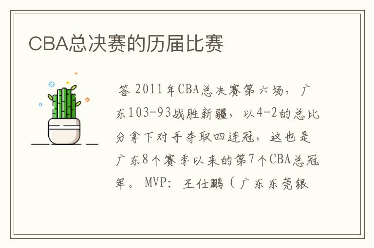 CBA总决赛的历届比赛