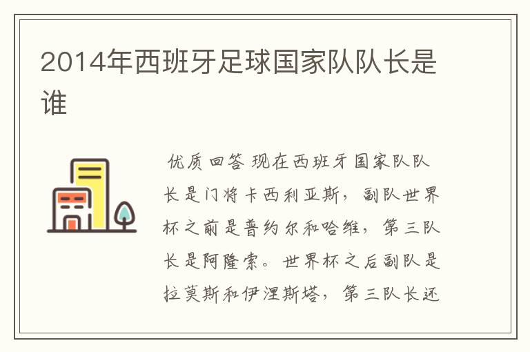 2014年西班牙足球国家队队长是谁