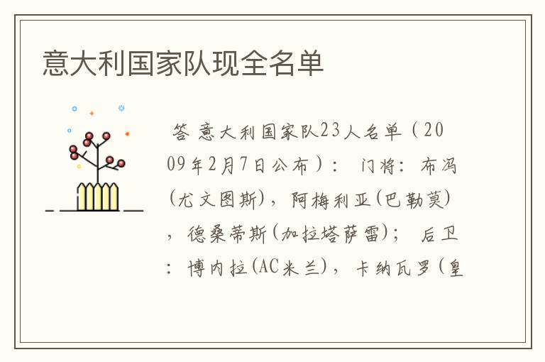 意大利国家队现全名单