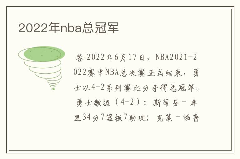 2022年nba总冠军