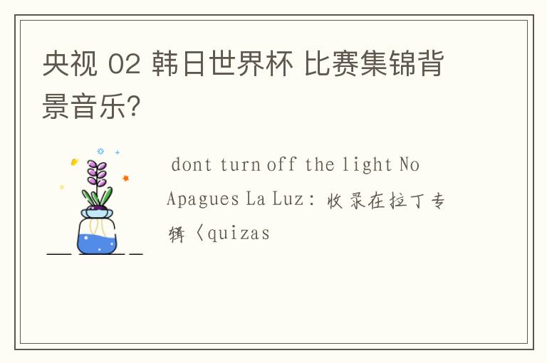 央视 02 韩日世界杯 比赛集锦背景音乐?