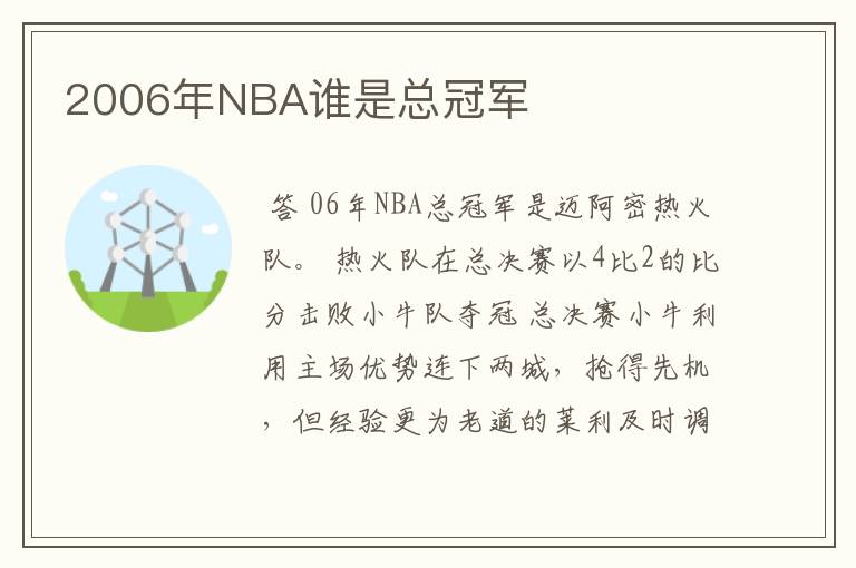 2006年NBA谁是总冠军