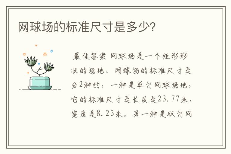 网球场的标准尺寸是多少?
