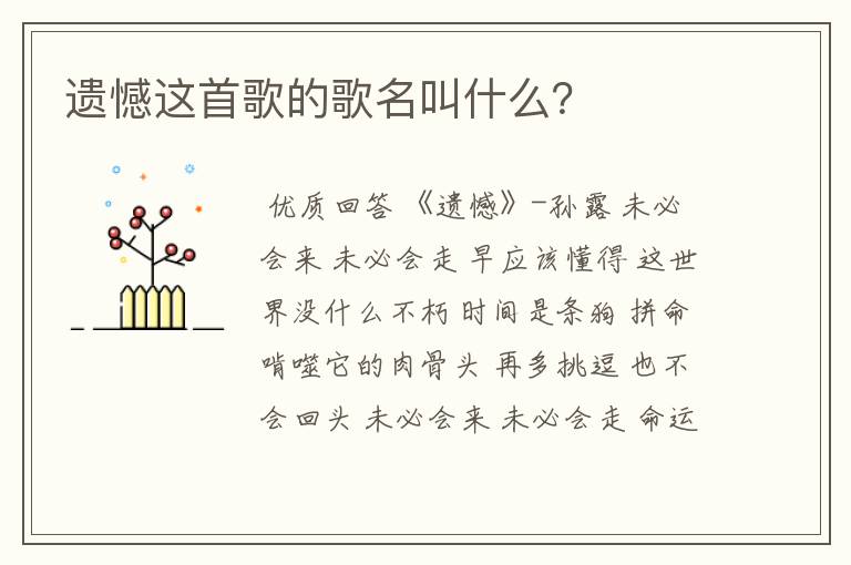 遗憾这首歌的歌名叫什么?