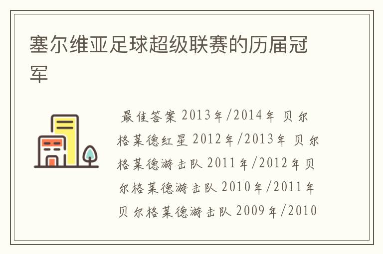 塞尔维亚足球超级联赛的历届冠军