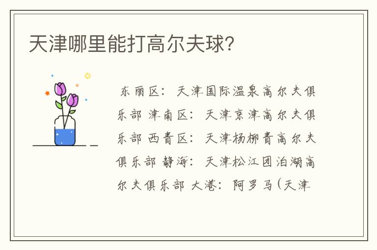 天津哪里能打高尔夫球?