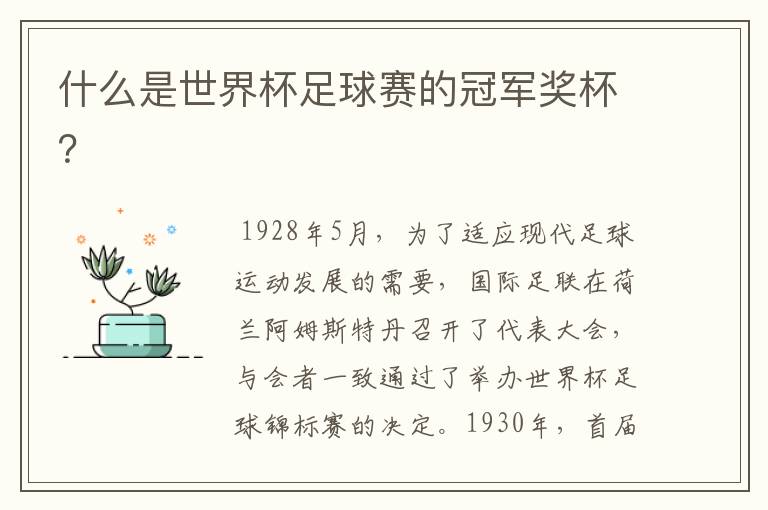 什么是世界杯足球赛的冠军奖杯?