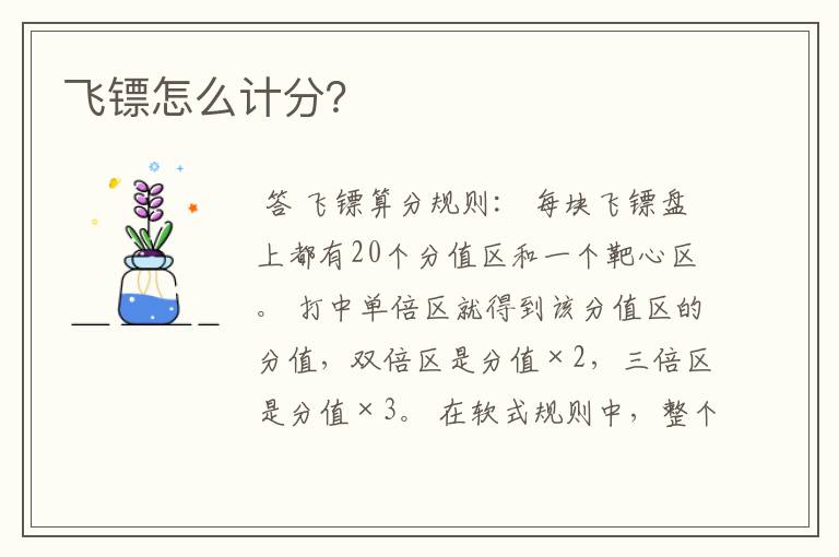 飞镖怎么计分?