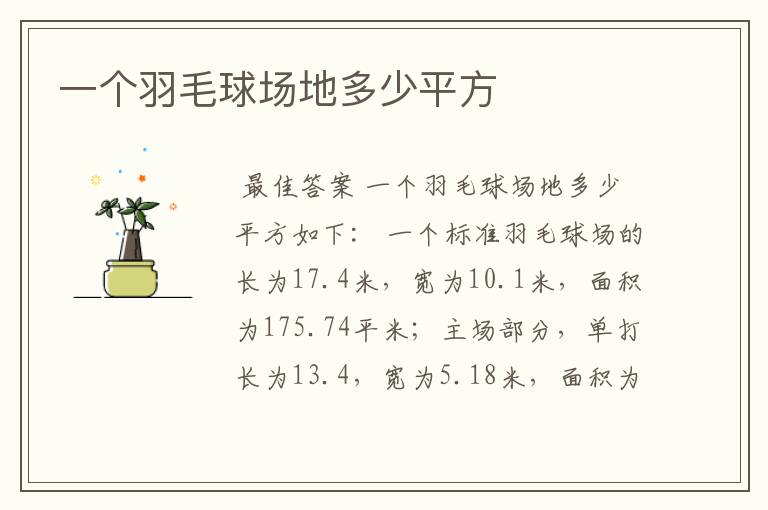 一个羽毛球场地多少平方