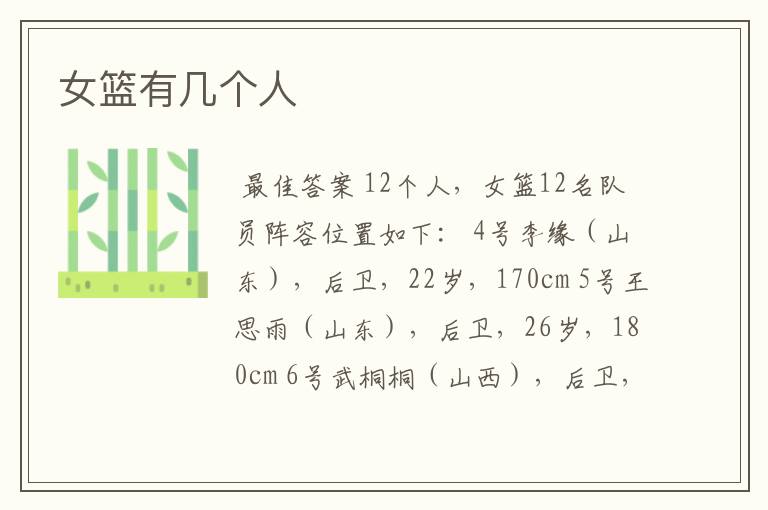 女篮有几个人