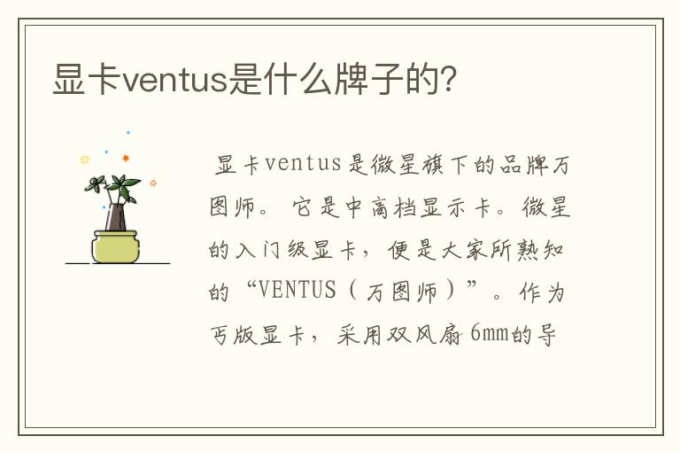 显卡ventus是什么牌子的?