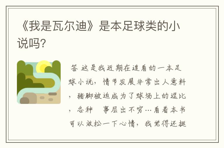 《我是瓦尔迪》是本足球类的小说吗?