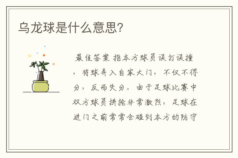 乌龙球是什么意思?