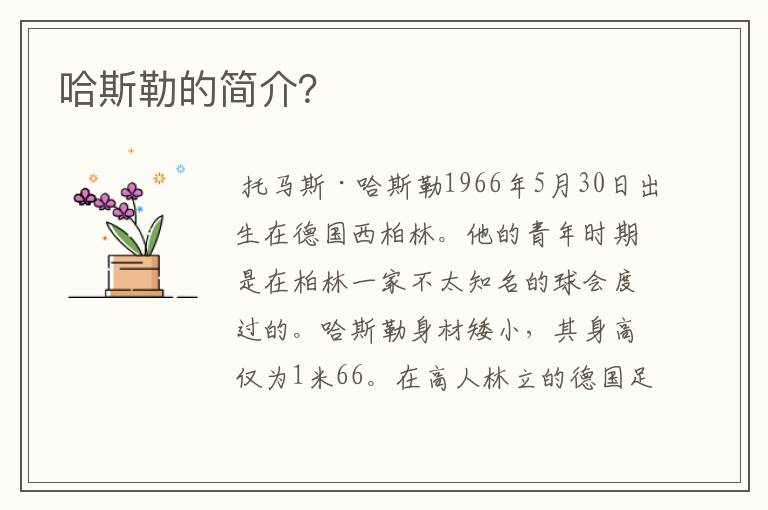 哈斯勒的简介?