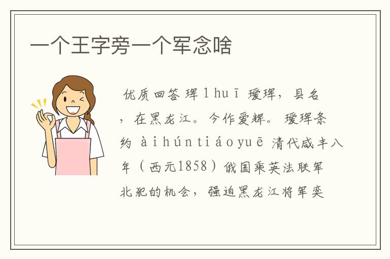 一个王字旁一个军念啥