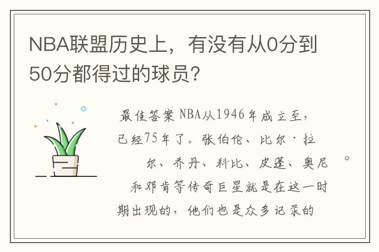NBA联盟历史上,有没有从0分到50分都得过的球员?
