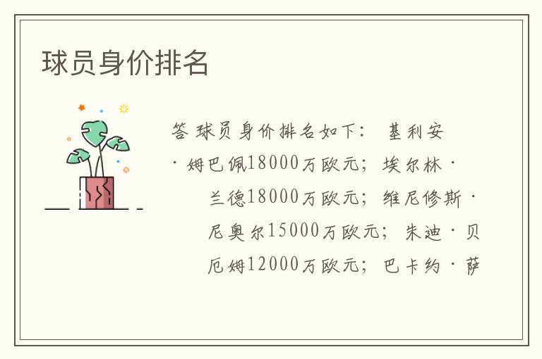 球员身价排名
