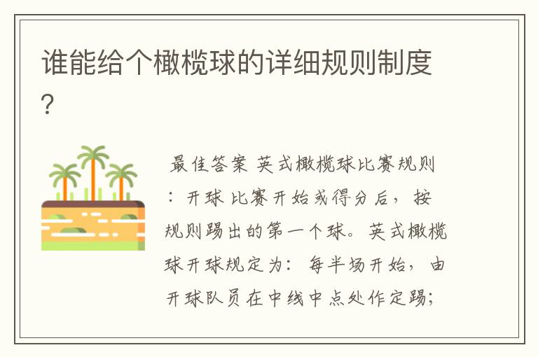 谁能给个橄榄球的详细规则制度?