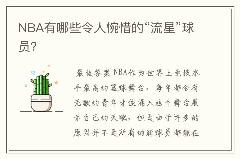 NBA有哪些令人惋惜的“流星”球员?