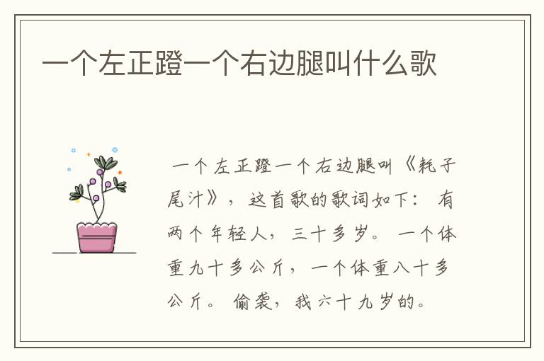 一个左正蹬一个右边腿叫什么歌