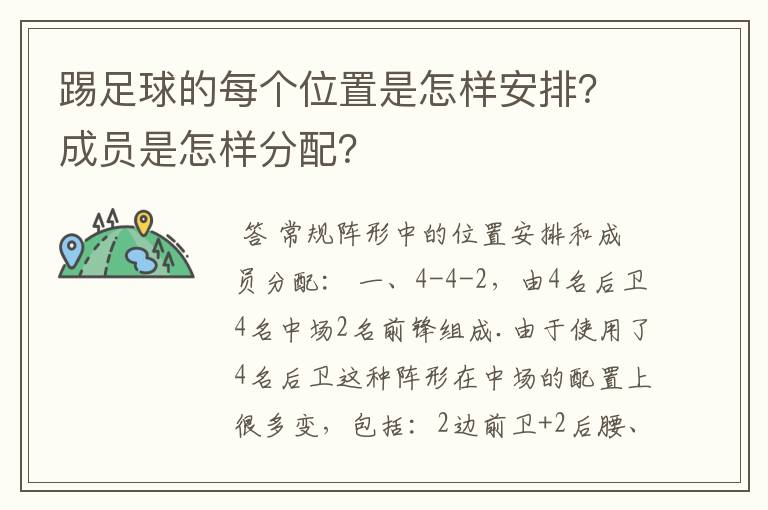 踢足球的每个位置是怎样安排?成员是怎样分配?